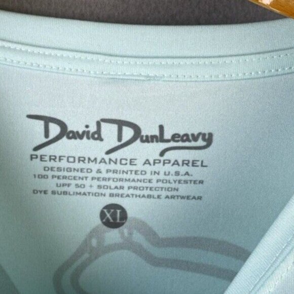 David DunLeavy Performance T-shirt Men's XL Hammerhead Shark Deco Artic Blue EUC - Picture 5 of 12